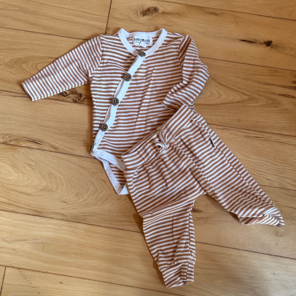 RABBIT + BEAR Orange Striped Kids Matching Set